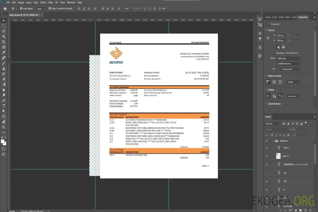 Relevé de la Gambia Access Bank template